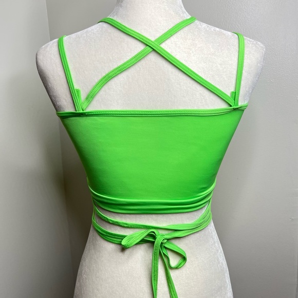Ferreira Dance Sequin Crop Top w/ Tie Strap Detail Size Small Adult Green - Picture 5 of 10